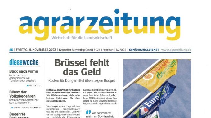 Reinigingsrobots - Krantenknipsel Agrzeitung met een interview over reinigingsapparaten op zonne-energie