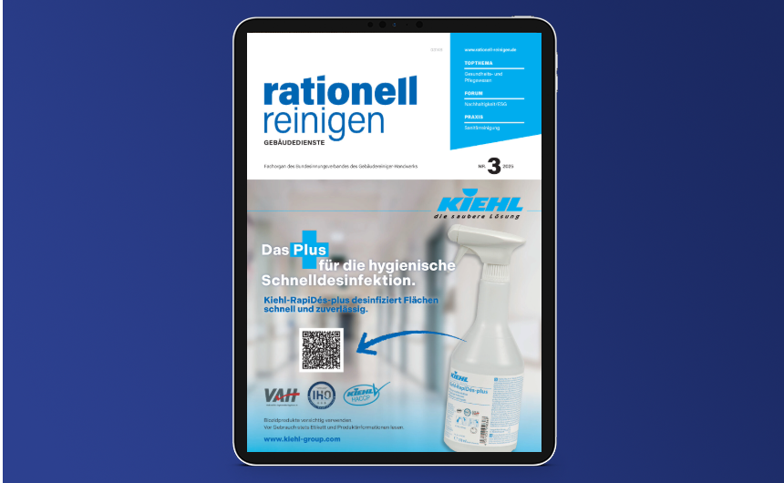 Mockup iPad mit Fachartikel aus "rationell reinigen"