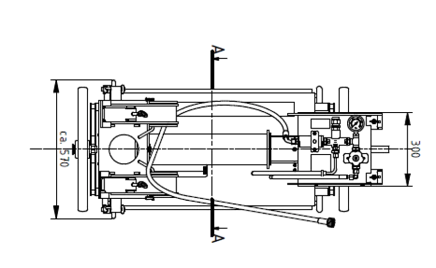 Detailansicht einer technischen Zeichnung Reinigungsroboter solarROBOT pro