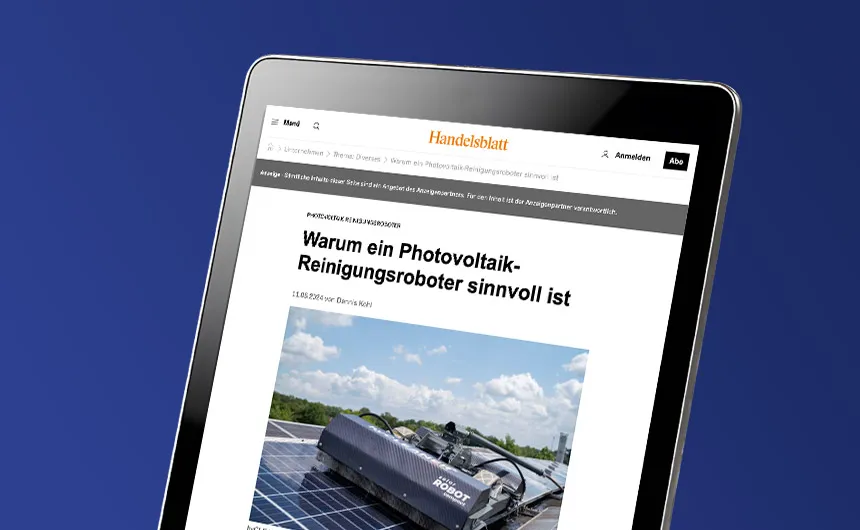Mockup iPad mit Fachartikel aus "Handelsblatt"