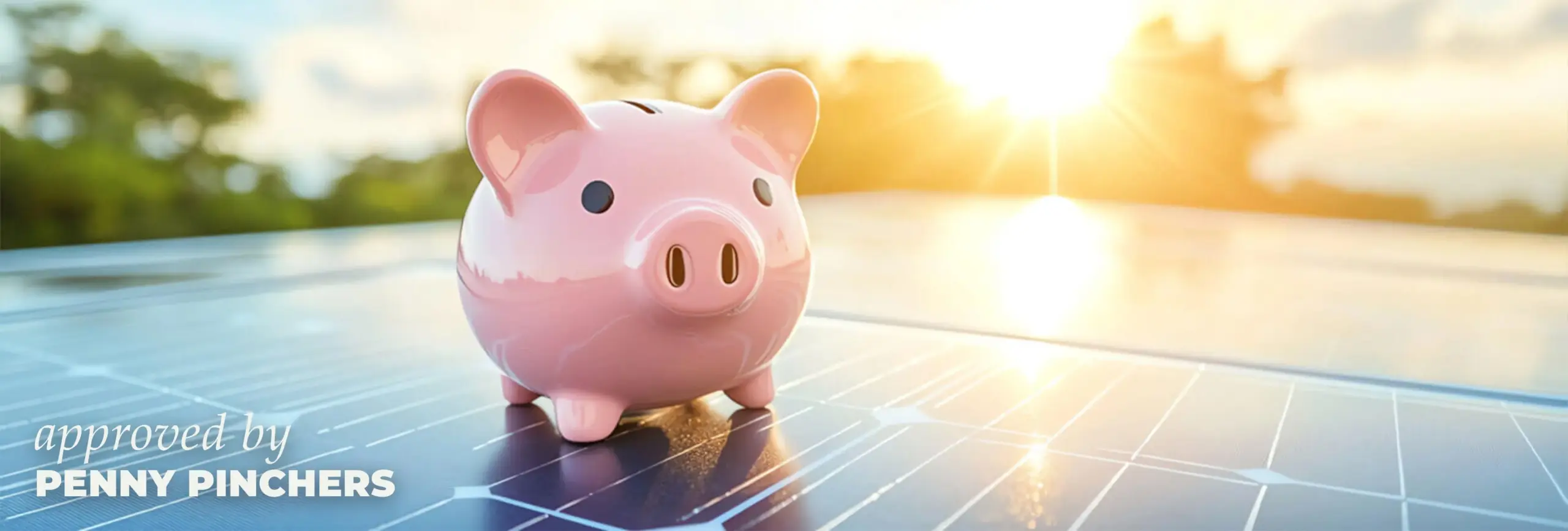 Sparschwein steht auf einer PV-Anlage