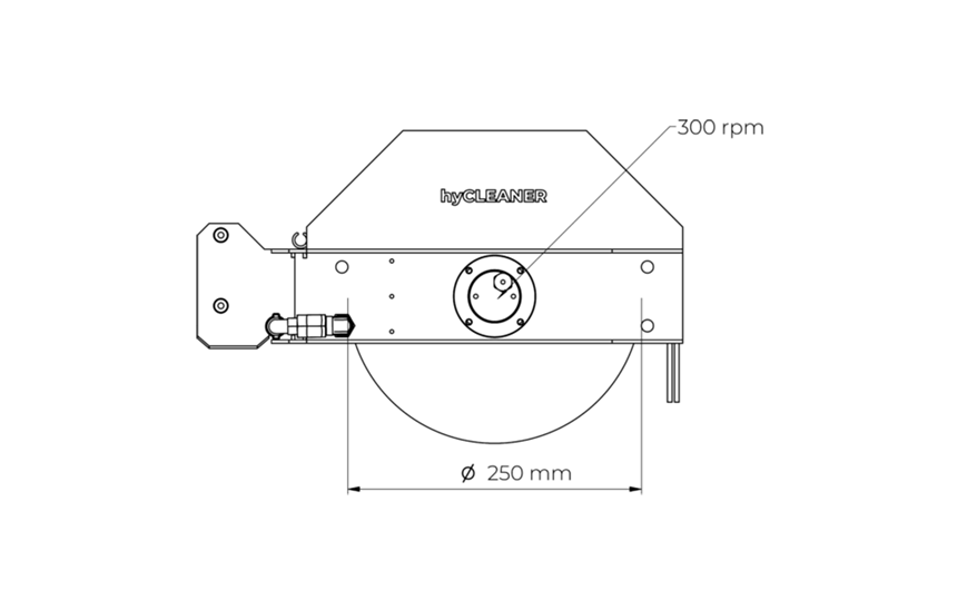 Detailansicht einer technischen Zeichnung Bürste solarROBOT compact